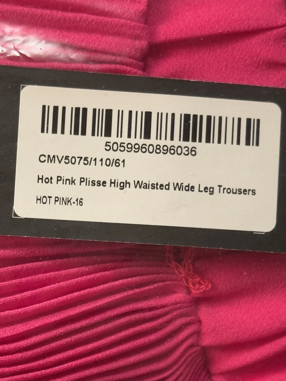 PrettyLittleThing Hot Pink Plisse High Waisted Wide Leg Coverup Pant Size 12 NWT